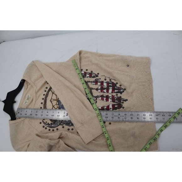 Denim & Supply Ralph Lauren‎ Sweatshirt Womens M Dream Catcher Studded Cream - Picture 8 of 11